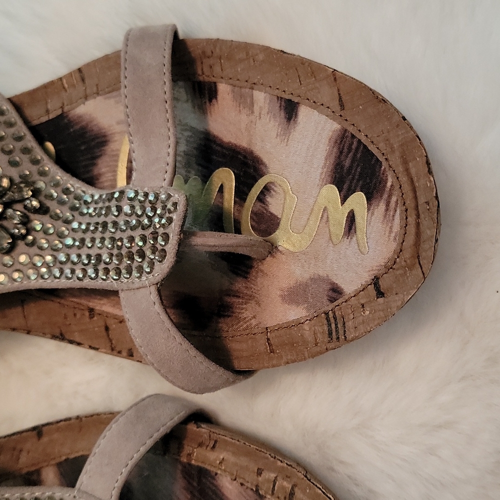 Sam Edelman Wedge Suede Sandal with Rhinestones - Picture 5 of 6